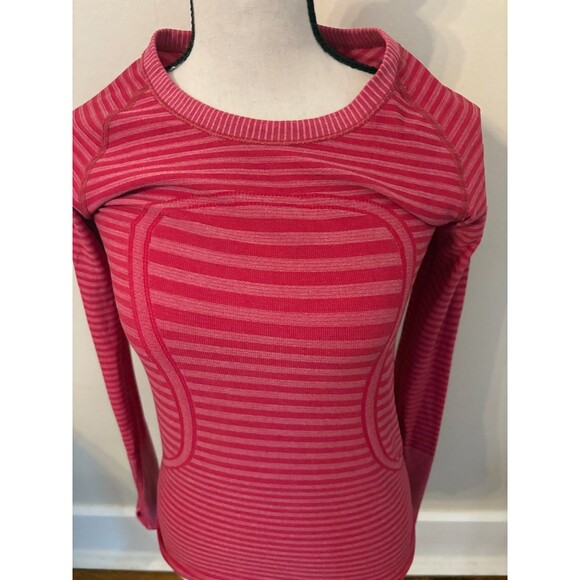 Lululemon Swiftly Tech Stripe LS Crew Top running shirt Size 6 - Picture 2 of 6